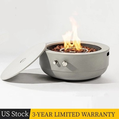 24'' Propane Gas Fire Pit Bowl Outdoor Round Steel Fire Pit 50000BTU w/ Cover Lid