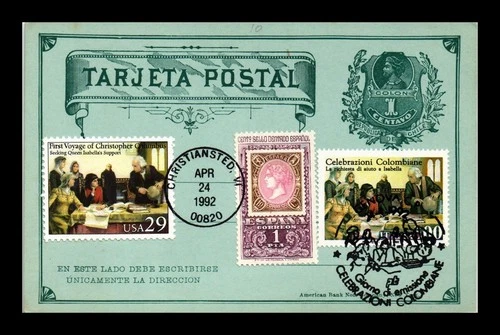 US CARD COLUMBUS SEEKING QUEEN ISABELLA'S SUPPORT FDC ITALY JOINT ISSUE COMBO