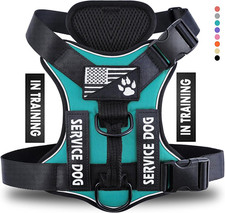 Service Dog Harness Reflective Adjustable Vest with 5 Patches Soft Control