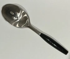 Dansk Kongo Slotted Serving Spoon Black Handle Stainless Flatware