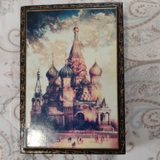 Wood Trinket Box St. Basil's Cathedral Moscow Russian Lacquered Collectible