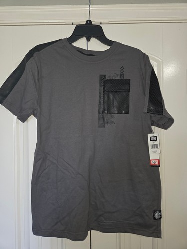 GTL4 Good Things Last Forever Utility Pocket Tee Mens Large Gray Black NWT