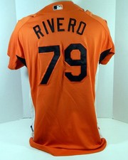 2007-08 Baltimore Orioles Raul Rivero #79 Game Used Orange Jersey BP Ext ST 46 2
