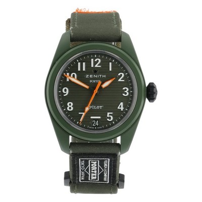 Zenith Pilot Porter Ceramic Green Dial 40mm Automatic Movement Mens 49.4001.3620