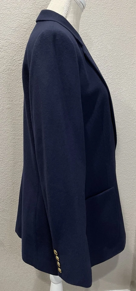 Blazer Lauren Ralph Lauren Mujer Lana Cachemira Cresta Dorada Botones Talla 12 Azul Foto 4 de 4