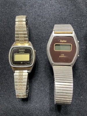Vintage Casio 157L LCD Digital Watch Japan + A Jupiter For Parts or Repair