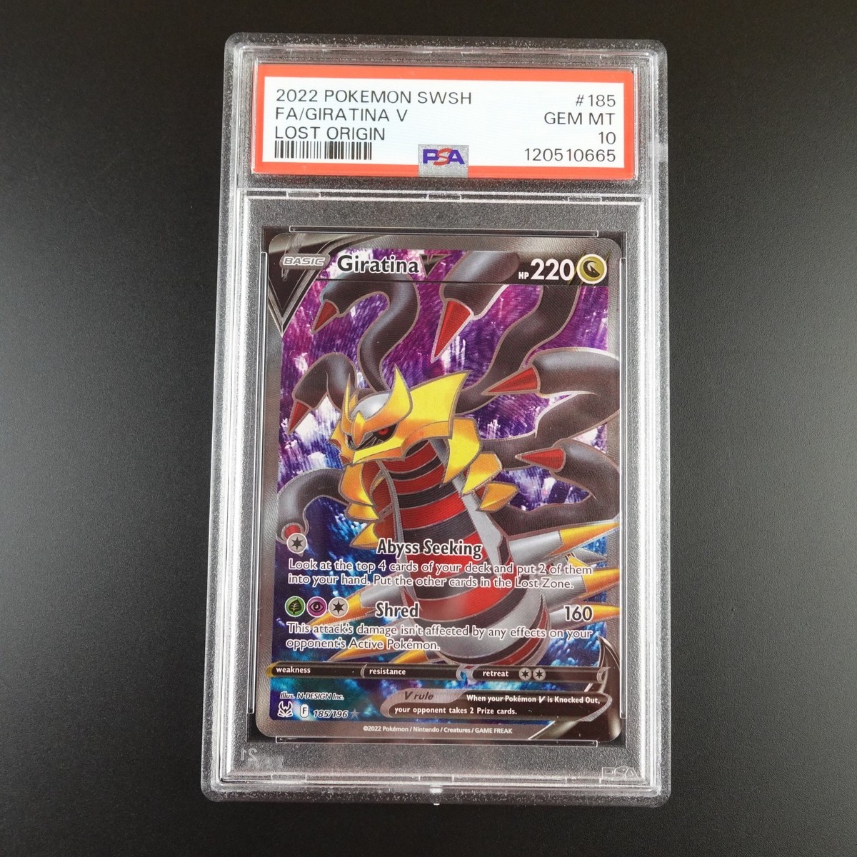 PSA 10 Giratina V 185/196 Pokemon Lost Origin Holo Graded Card