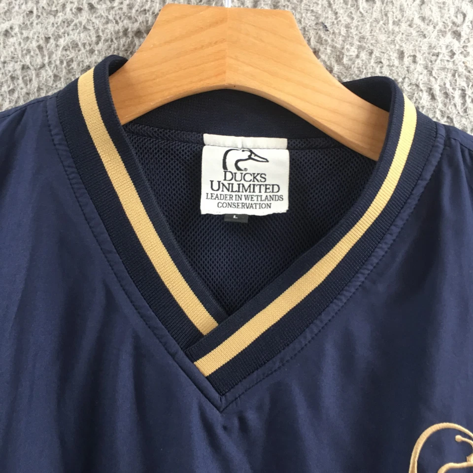 Duck Unlimited Windbreaker Jacket Mens L Blue Long Sleeve Pullover V-Neck Casual - Image 3 of 4