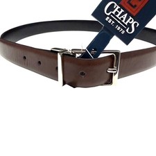 CHAPS Men's Belt Sz 34 Brown Black Leather Reversible Dress Casual Business NEW