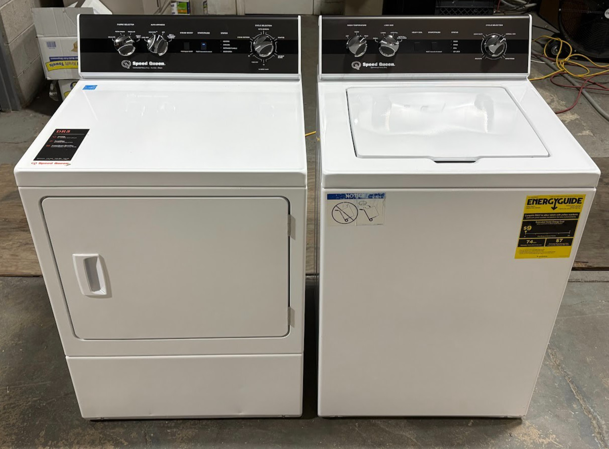 Speed Queen TR3003WN White Top Load Elec. Washer & DR5004WG Sanitizing Gas Dryer