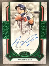 2024 Topps Tier One Austin Riley Prime Performers Auto Green /49 Atlanta Braves
