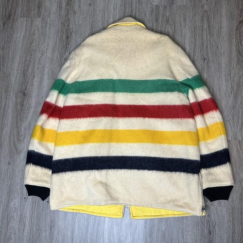 VTG 60s Hudson’s Bay 4 Point Striped Wool Reversible Coat Jacket Size XL Canada - Picture 4 of 12