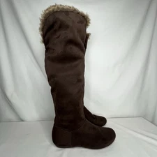Report Meloni Brown Boots Knee High Faux Fur Women’s Size 8M w/ Box