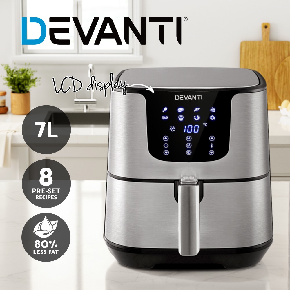 Devanti Air Fryer 7L LCD Fryers Oil Free Oven Airfryer Kitchen Healthy Cooker