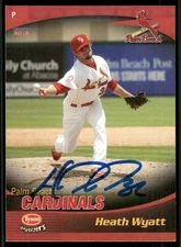 2013 Palm Beach Cardinals HEATH WYATT Signed Card autograph auto SEARCY, AR