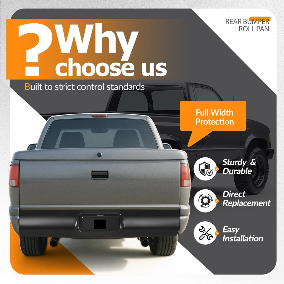 Parachoques trasero con placa de licencia para 1994-2003 S10 Sonoma GMC Fleetside Foto 3 de 4