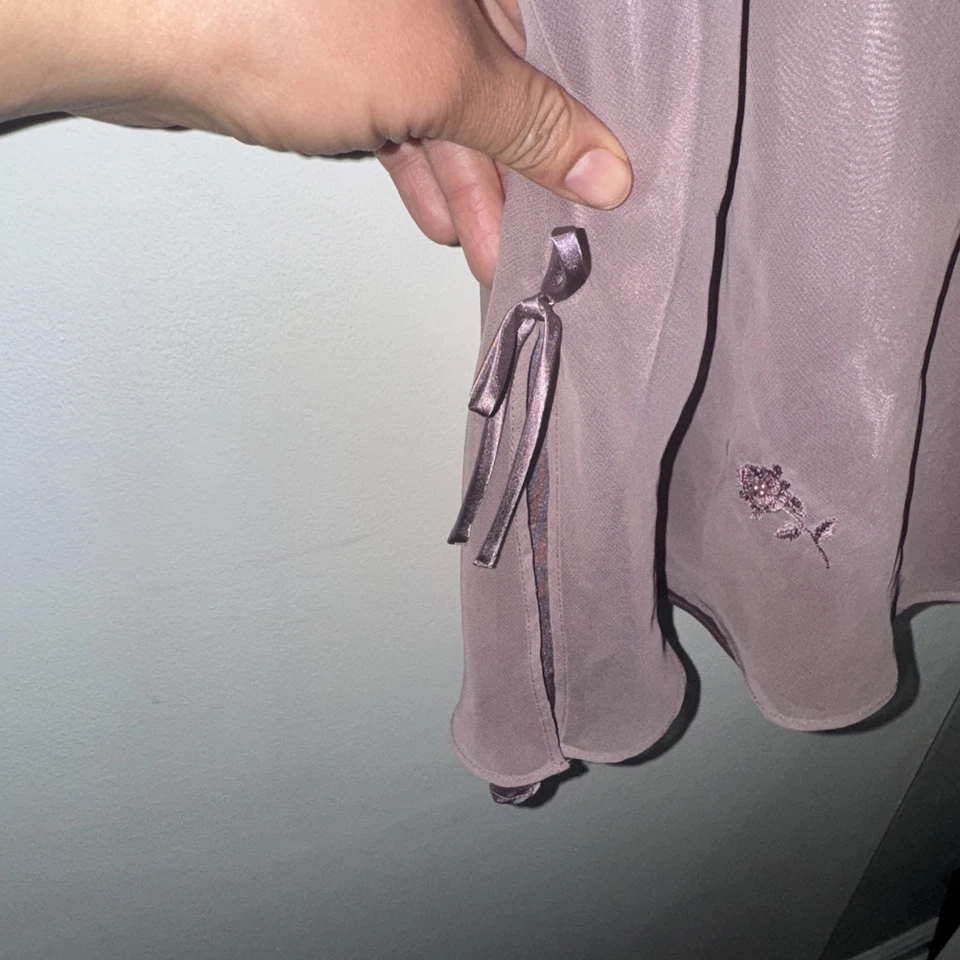 Vestido De Colección Valerie Steven’s Talla S Malva Púrpura Y2K Floral Gasa Cuentas Años 90 Foto 4 de 4