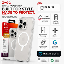 ZAGG (iPhone 15 Pro) Crystal Palace Snap Clear Case, MagSafe, Shockproof, Cover