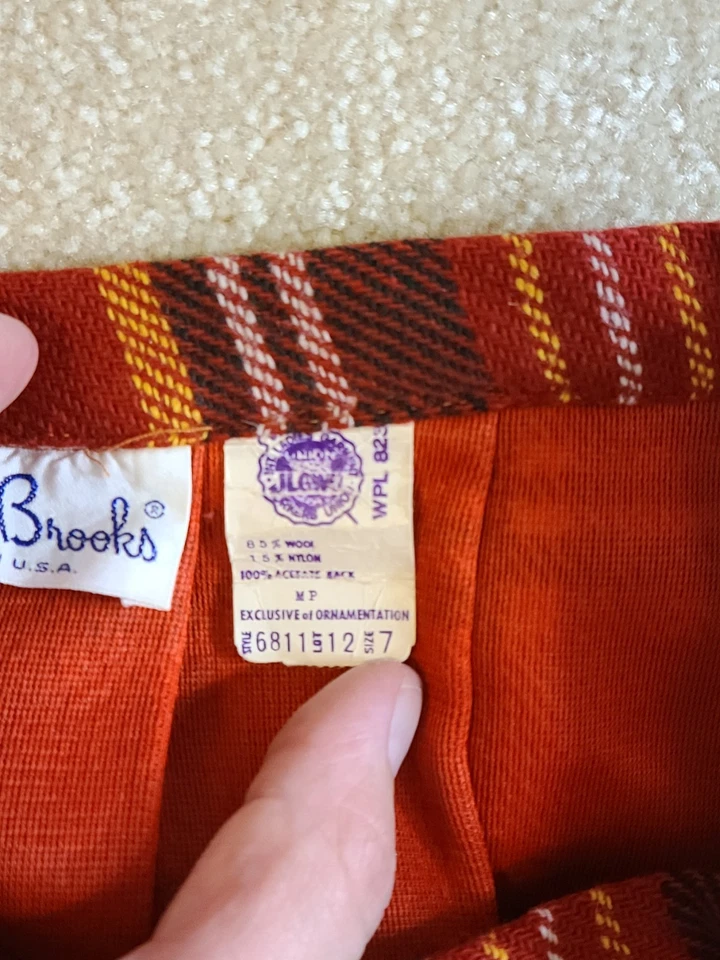 VINTAGE Bobbie Brooks 1970s Wool Blend Plaid Mini Skirt A-Line Vtg 70s Size 7 - Image 3 of 3