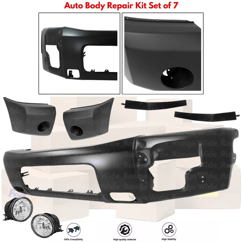 Front Bumper Face Bar Paintable & Fog Light Assembly For 2008-2015 Nissan Titan Foto 2 de 4