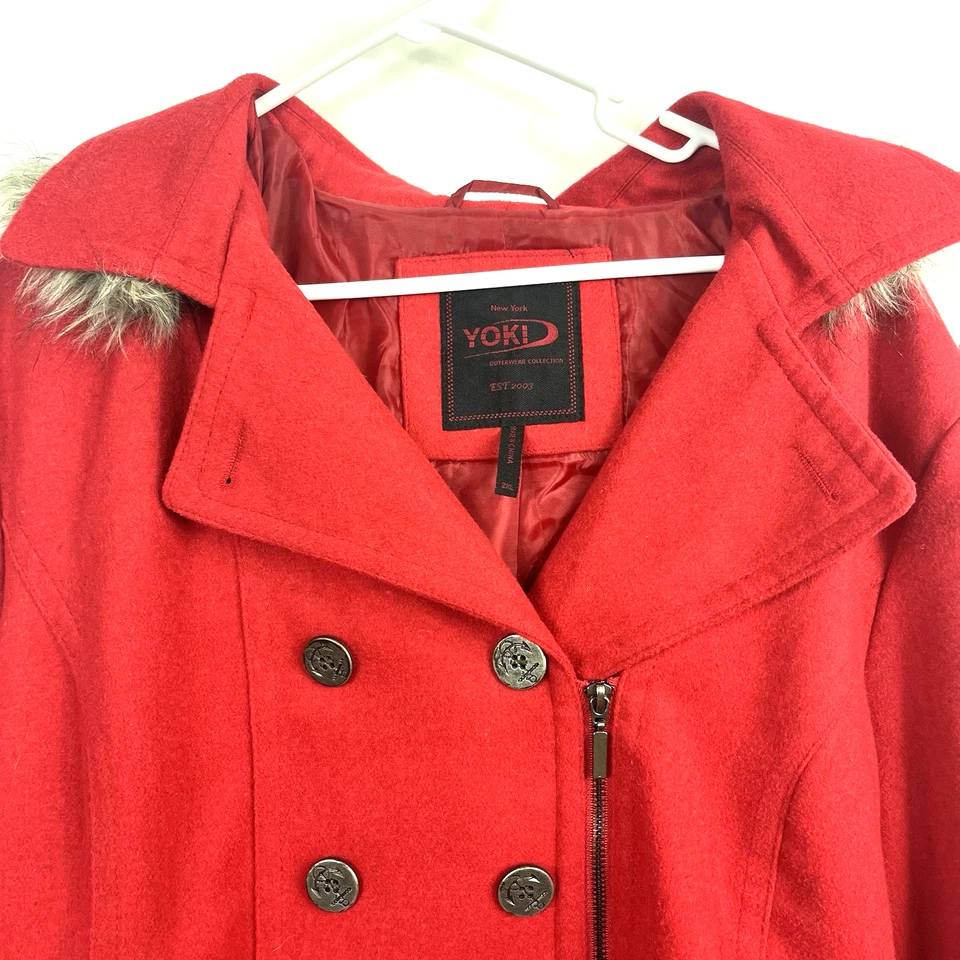 Yoki New York женщин твердого красный двойной груди спереди молнии кнопка акцент размер 2XL - Изображение 3 из 4