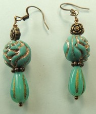 Czech Etched Bead Earrings Bohemian Chic Handcrafted Jewelry