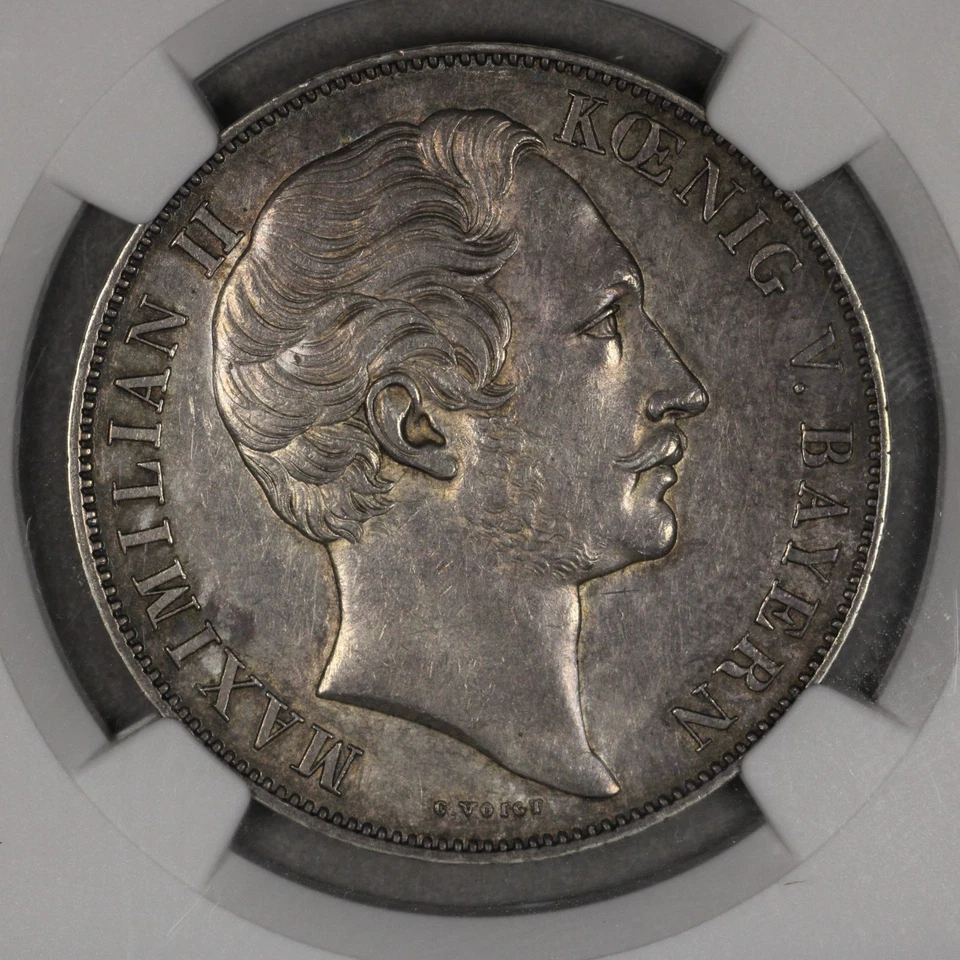 1852 Bavaria German States Silver 2 Gulden NGC AU55 - Image 3 of 4