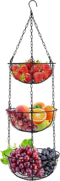 Obstkorb Zum AufhäNgen 3 Etagen, HäNgender Aufbewahrungskorb Zur Obst A-image