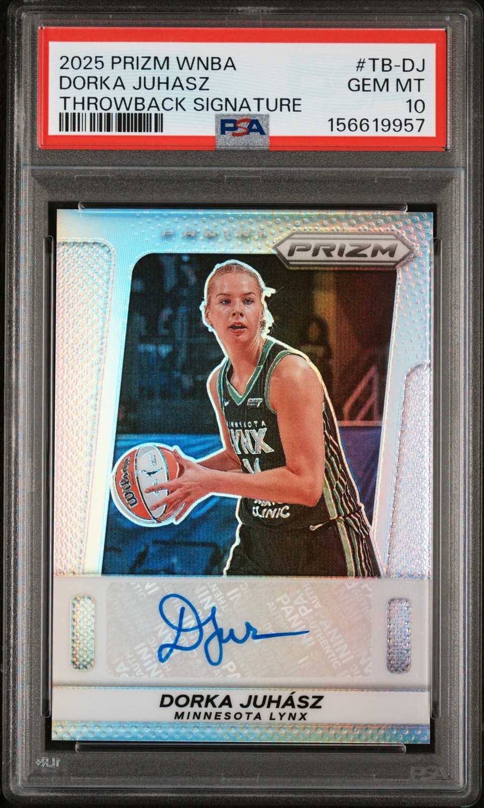 Dorka Juhasz 2025 Panini Prizm Wnba Throwback Signatures #TB-DJ PSA 10 Auto