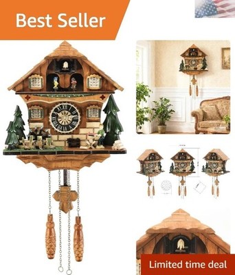 Musical Cuckoo Clock with Rotating Dancer Stage - 12 Melodies, Volume Control...