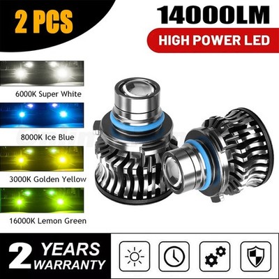 2x H7/H8/H9/H11/9005/9006 LED Projector Laser Headlights White/Blue/Yellow/Green