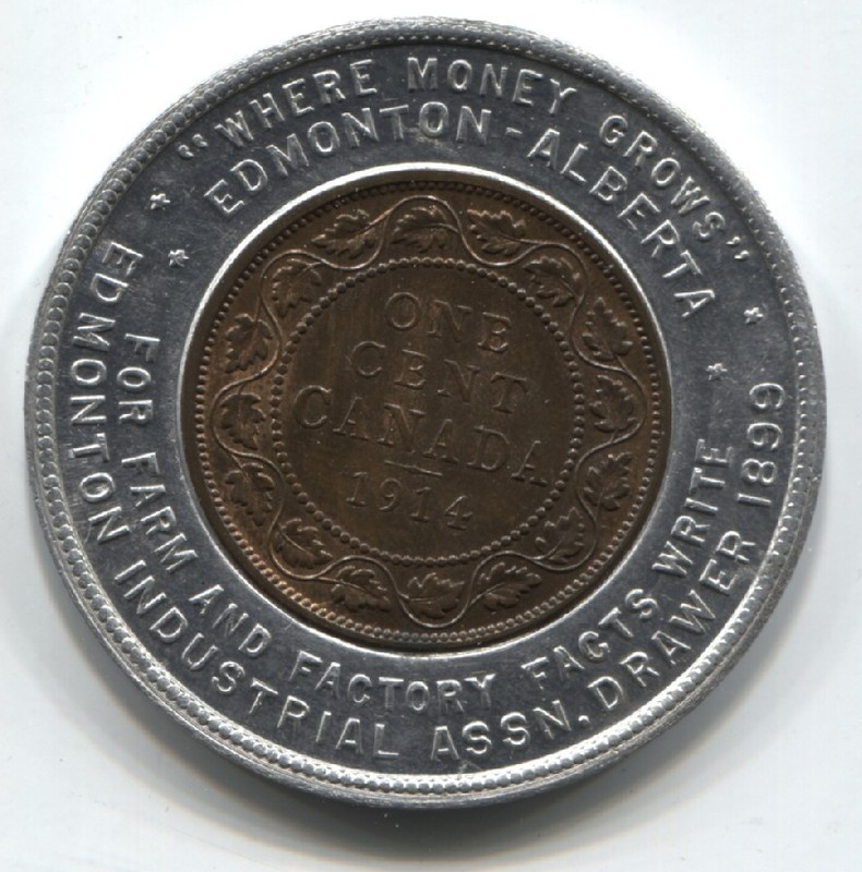 Edmondton Alberta Industrial Association 1914 Encased Cent See Scans