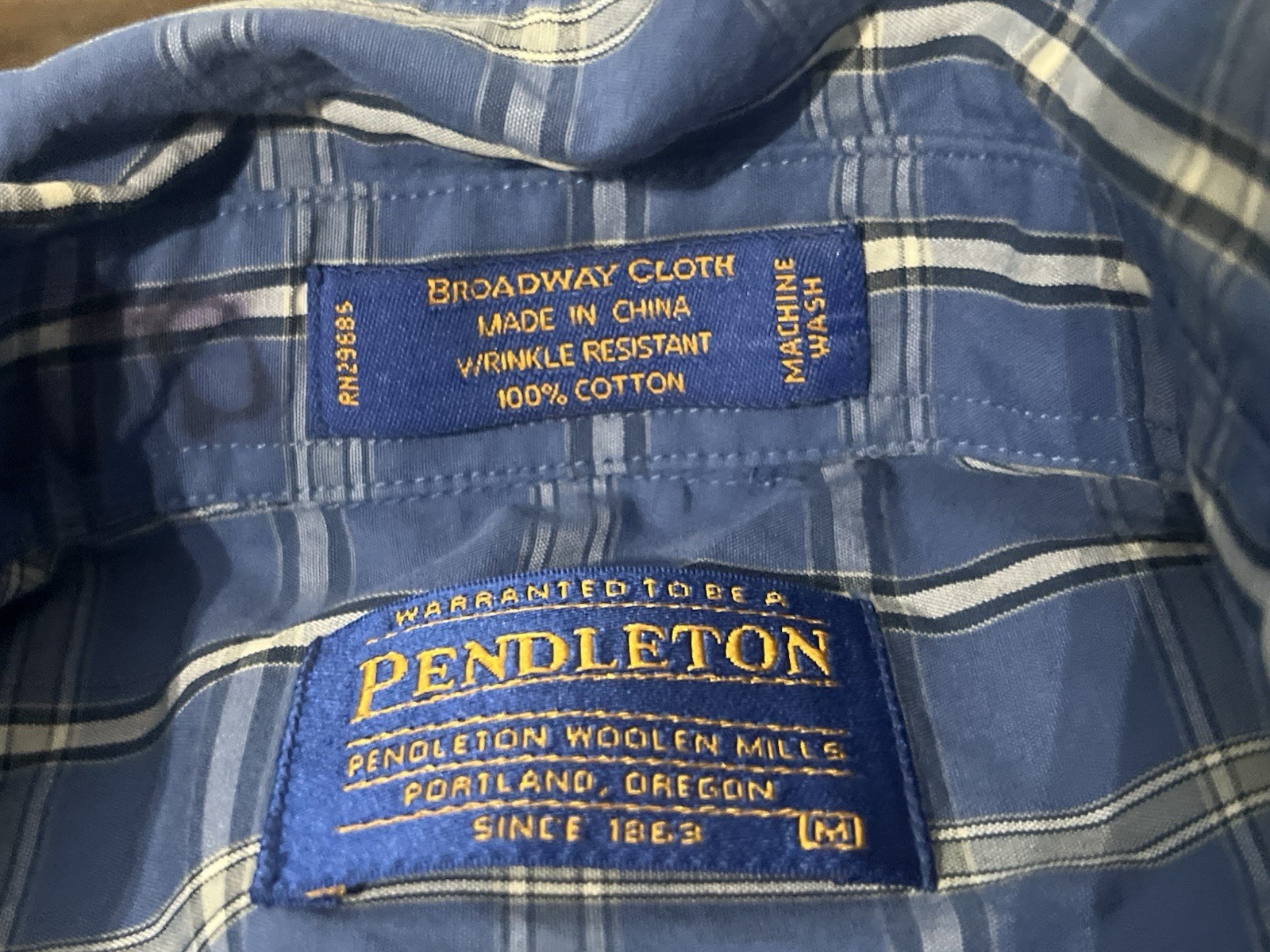 Pendleton Mens Medium Plaid Button Down Shirt Blu… - image 3