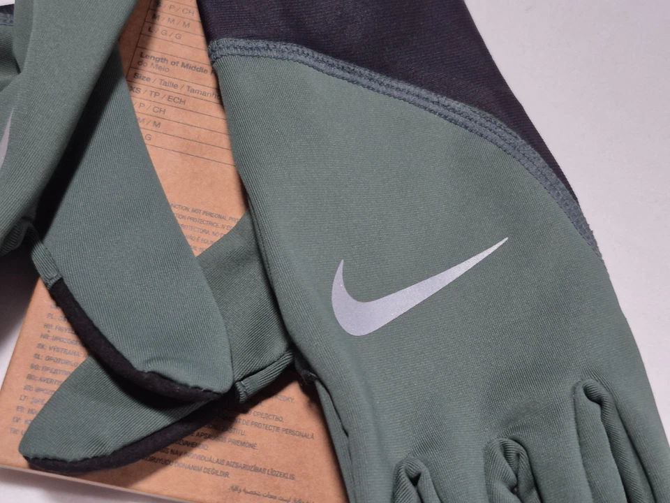 Nike Mujer Pacer Peso Medio Deportes Correr Calce Térmico Guantes Verde Negro Foto 3 de 4