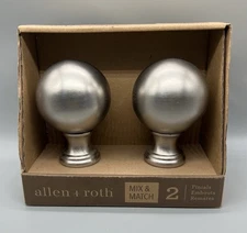 Allen & Roth Brushed Nickel Curtain Rod Finials 0634448 New Pair In Box