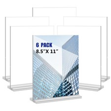Acrylic Sign Holder 8.5x11 Inches 6 Pack T Shape Desktop Display Stand Vertic...