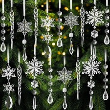 Christmas Tree Decorations 18Pcs Ready to Hang , Acrylic Crystal Ornaments for C