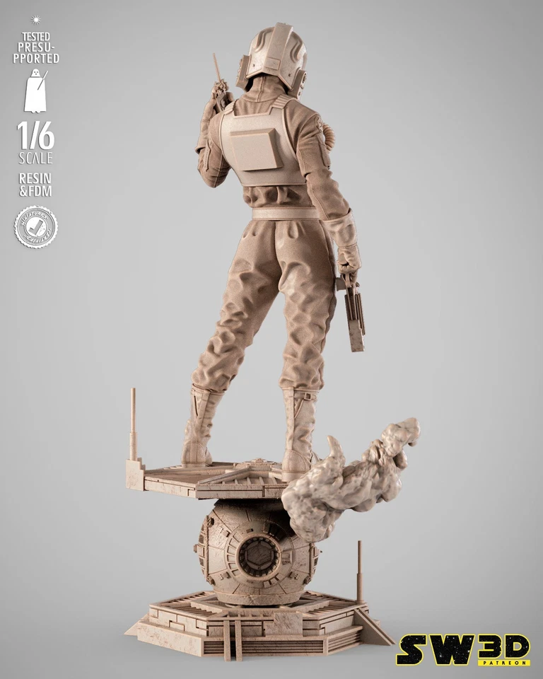 Elite TIE Fighter Pilot Star Wars 3D Printed Figure, Unpainted Imperial Pilot - Image 2 of 4