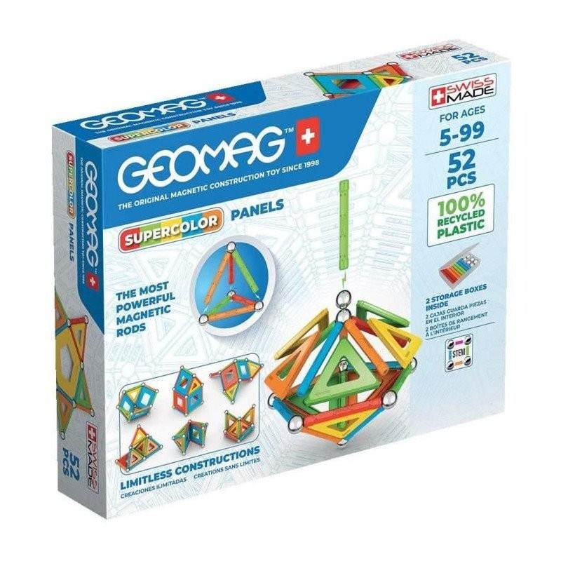 Geomag EcoFriendly 52 pcs Panels Supercolor pour des Après-midi Créatifs en Famille