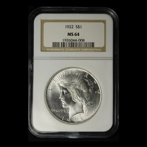 1922 $1 Silver Peace Dollar NGC MS64 - Free Shipping USA
