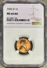 1945-D Lincoln Cent (Wheat Penny), NGC MS-66 RD, Starts at $1!