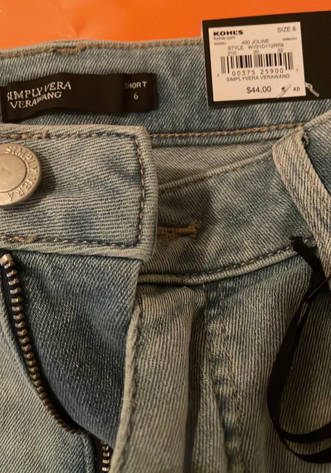 Shorts jeans Vera Wang cintura alta corte 30” cintura 11” cintura tamanho 6 original $44 - Imagem 3 de 4