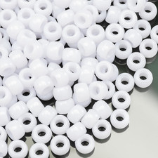 1000 Pcs Acrylic White Pony Beads 6X9Mm Bulk for Friendship Bracelet Necklace Je