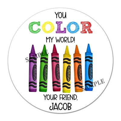 Crayons Color World birthday Stickers for lollipop goody bag favors envelopes