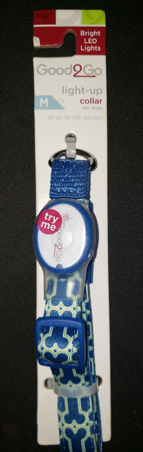 Good2go light up dog collar size M blue with bone print eBay
