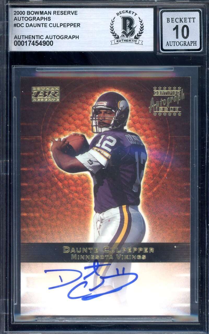 Daunte Culpepper Gem Mint 10 Beckett BAS Autograph 2000 Bowman Reserve Autograph