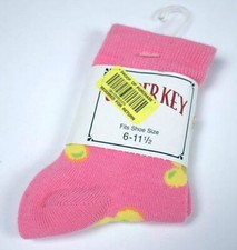COPPER KEY NWT GIRLS SOCKS SHOE SIZE 6-11 1/2 SOCK SIZE 6-7 1/2 PINK WITH FLOWER