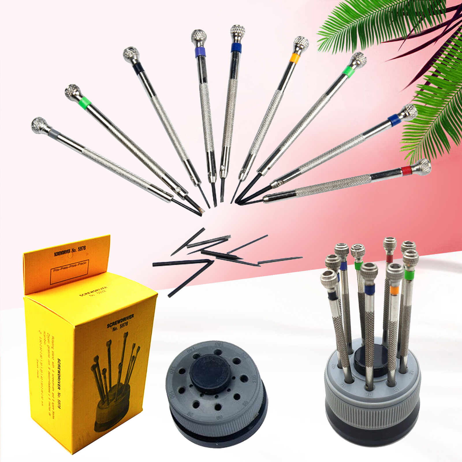 9PCS Reversible Watch Repair Screwdriver Set for Jewelers & Watchmakers