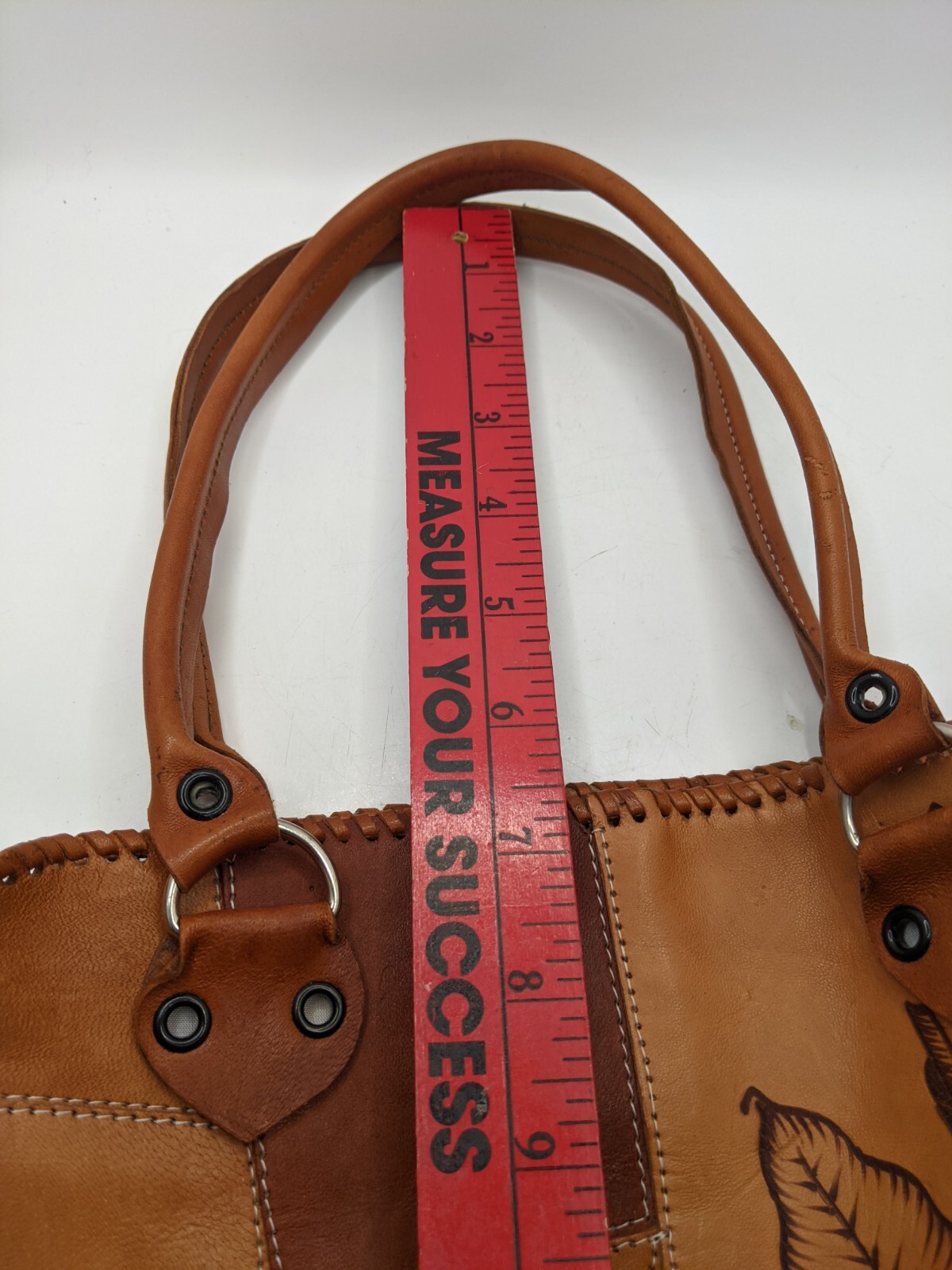 Handmade Leather Patchwork Purse, Hand Tooled Flo… - image 13