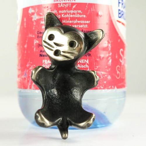 Walter Bosse liegende Katze Messing Figur Herta Baller Wien Vintage 50er Jahre - Bild 6 von 6